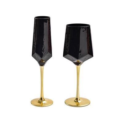 Glass Cup Wine Glasses Hand Blown Glass Sales Excellent Black Colors Geometric Cut shape Top Tropical Western Sport Cups