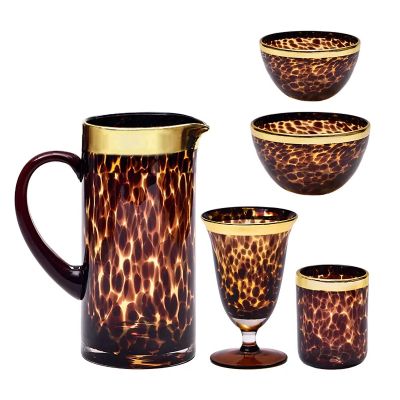 Vintage Wine Glasses Goblet Set Embossed Amber Spots Party Wedding Key Graduation APR Item Lead Tag Tableware Set Drinking Cups