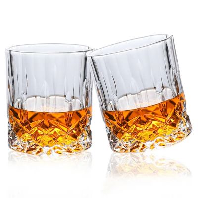 Lead Free Modern Drinking Whiskey Crystal Drinking Glassware Embossed Whisky Glass Cup For Home Bar