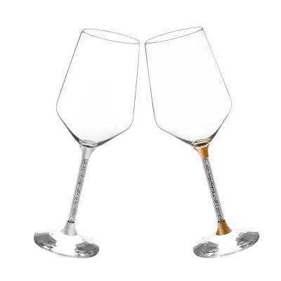 Wholesale Factory Direct Sale Lead Free Hand Blown Glassware Gold Rim Wine Glass Glasses Set