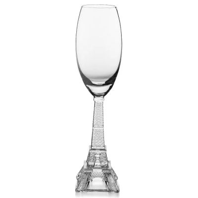 FashionCraft Eiffel Tower Toasting Glasses Set 2 Unique Stem Design Clear Champagne Glass Drinkware Barware
