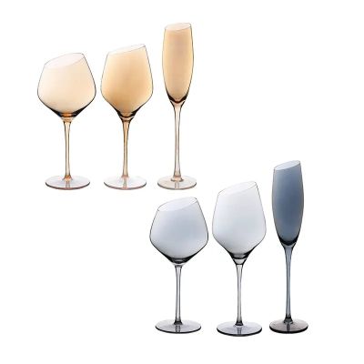 2023 new Electric-plating Coloured Crystal Wine glass set Universal Red Wine Glass and Bordeaux Glasses Premium dinner set