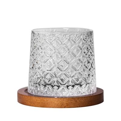 Creative wooden base 270ml rotating whisky glass rocks cup whiskey glass