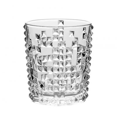 Manufacture bar bear embossed drill point lead-free crystal glass tumbler whisky glass cup