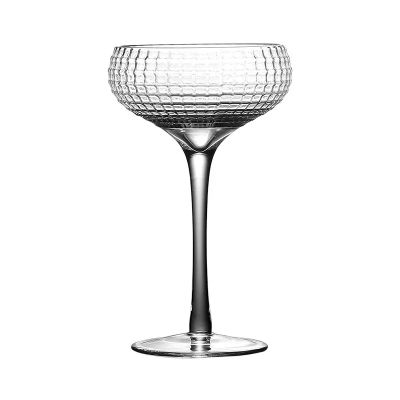 Light luxury lead-free crystal round smooth stable mesh texture goblet glass cup cocktail glasses