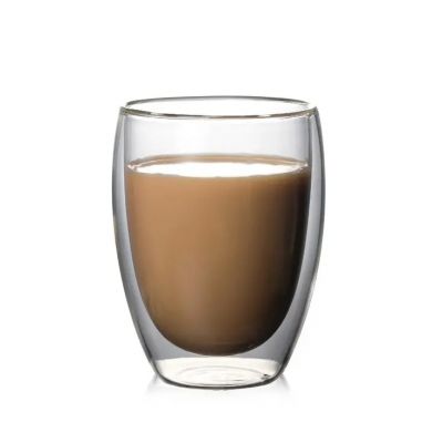 Hot selling elegant anti-scalding high borosilicate glass material double wall glass coffee cup