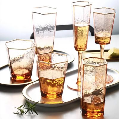 Stocked Unique Luxury Hand Made Gold Rim Wholesale Wine Glasses