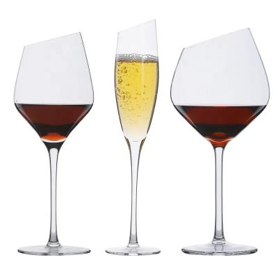 Wholesale Stocked Hand Blown Antique Vintage Crystal Slanted Wine Glasses