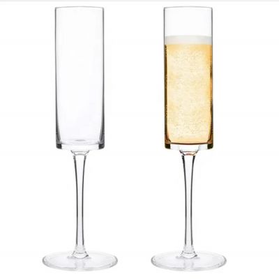 Amazon Hot Sale Party Cylinder Wedding Crystal Champagne Flute Glass