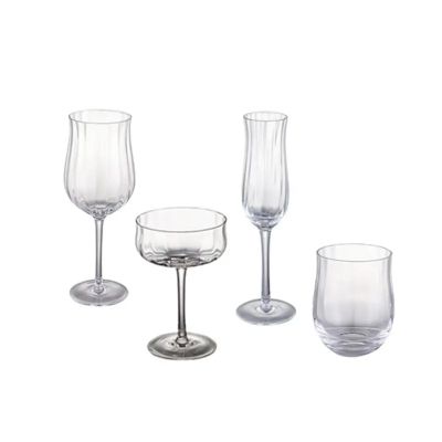 New Style Luxury Vertical Stripes Tasting Drinking Gold Rim Wine Glass Set
