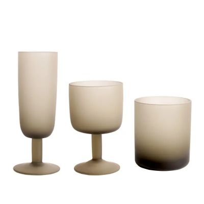 Frosting Hand Painted Grey Smoky Coloured Handmade Wine Glass