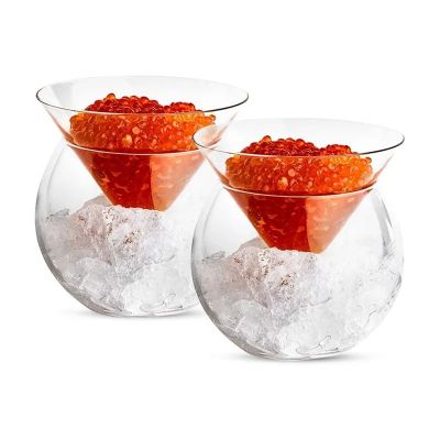 5oz 15oz Elegant Stemless Bar Liquor Caviar Dish Glass Drinks Holder Chiller Liquor Martinis Cocktails Bowl