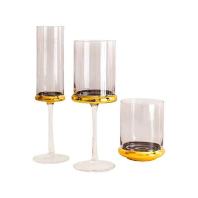 Married Wedding AnniversaryGold Bottom Cylinder Wine Glasses Cup Tumbler