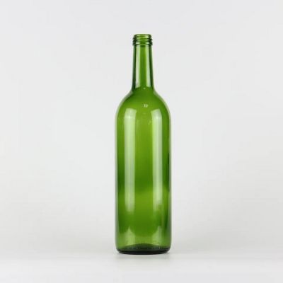 China supply 750ml screw top finish emerald green color wine bottle
