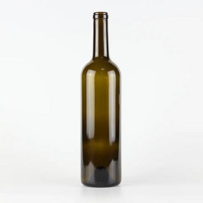 wholesale antique green color 750ml wine glass bottle with screw cap finish