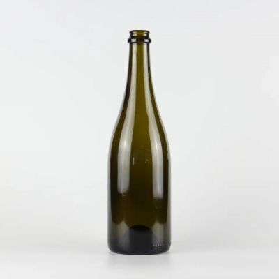 Hotsale 750ml antique green crown finish champagne wine glass bottle
