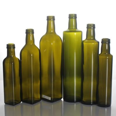 Wholesale 100ml 250ml 375ml 500ml 750ml 1000ml antique green amber clear round square marasca olive oil glass bottle with cap