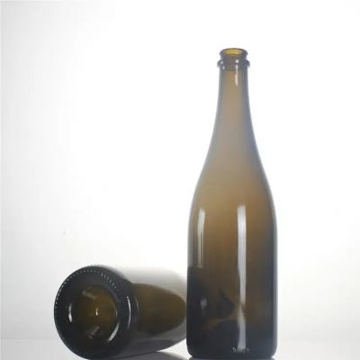 Stocked 75cl detal decoration antique green transparent 16bar wine beer sparkling juice 750ml champagne bottle
