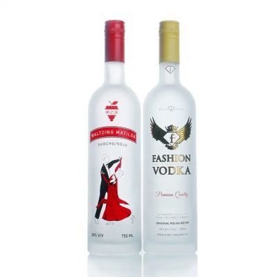 custom empty vodka bottle packaging wine frosted matte color glass bottle