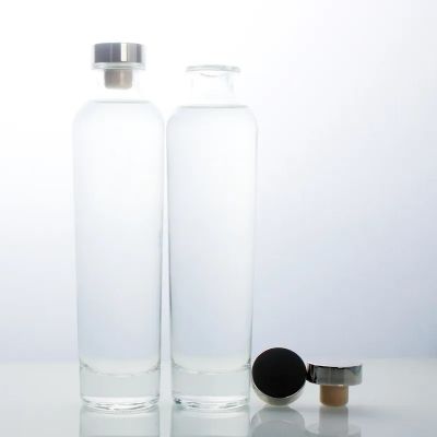 Personalized Bottles Custom Fancy Wide Mouth Glass Bottles 700ml Tall Slightly Curvy Shape Gin Glass Bottle
