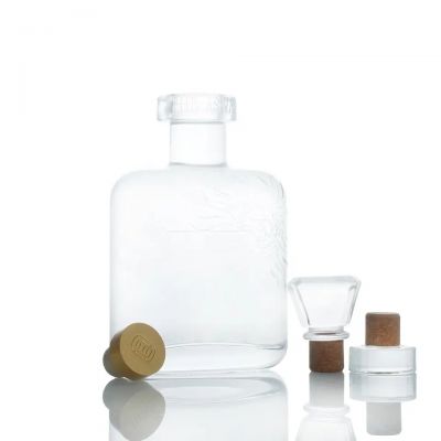 Bottle Supplier Custom Liquor Bottle Empty Spirits Alcohol Whisky Vodka Brandy Glass Bottle with Cork