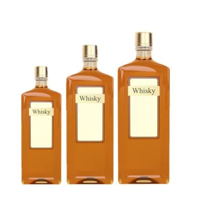 China Factory 375ml 700ml 750ml Clear Square Empty Glass Bottle Liquor Spirits Bottles For Vodka Whisky Alcohol Drinking