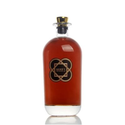 China manufacturer price 700 ml 750 ml Rum Whiskey Vodka Gin Empty Glass Bottle With Zamak Label LOGO