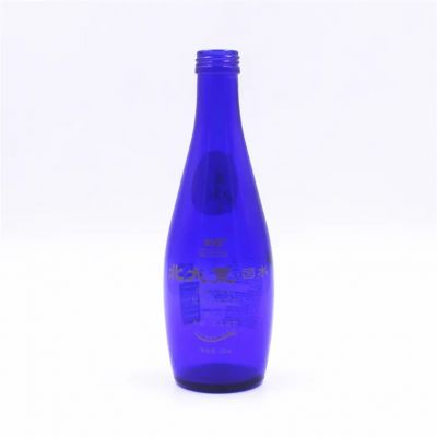 Customize 330ml 500ml 750ml screen printing embossed logo empty spirits vodka liquor tequila gin blue screw cap glass bottle