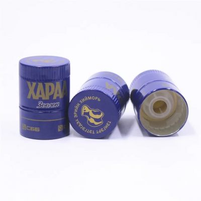 Non refillable vodka bottle aluminum plastic cap safety tamper evident snap on cap tequila bottle closures