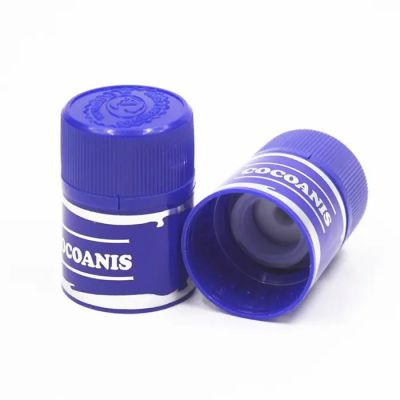 Wholesale 33*47 plastic caps blue non refillable closures for vodka glass bottle