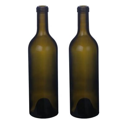 Reasonable price 750ml 800g lead free antique green wine bottle