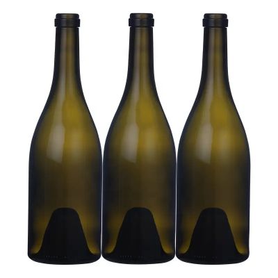 Hot sale antique green empty wine bottles 750 ml glass burgundy bottle