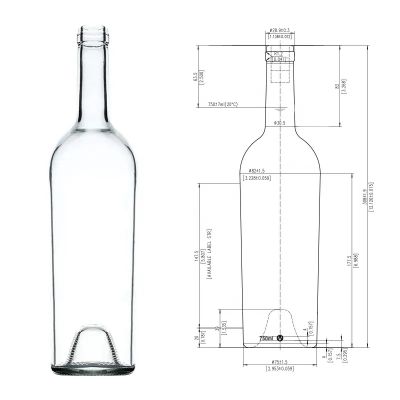 Factory direct sale 750ml bordeaux red wine bottle empty wine bottles for sale