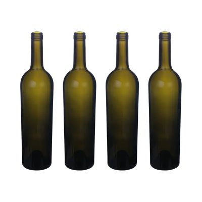 Custom Design 750 ML Antique green Round Shape Glass Wine Bottle