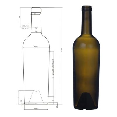 Factory sale antique green wine bottle 750ml wine bottle bordeaux