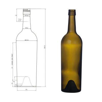 Excellent Quality 750ml 660g Push Up Bottom Screwcap Bordeaux Green Wine Bottle