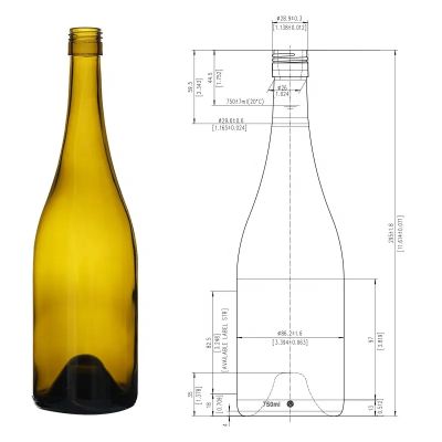 High quality premium screwcap 750ml 610g Chardonnays Burgundy Glass Bottle