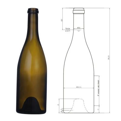 Wholesale 750ml antique green empty glass bottle burgundy red wine bottle