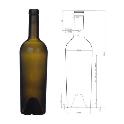 Wholesale 750ml 880g cork finished empty bordeaux shape glass wine bottle