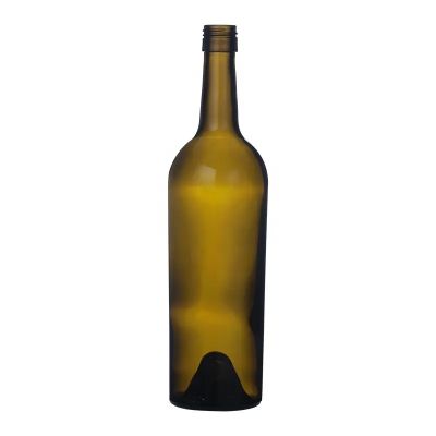 Wholesale empty 750ml 660g screwcap bordeaux shape glass green wine bottle