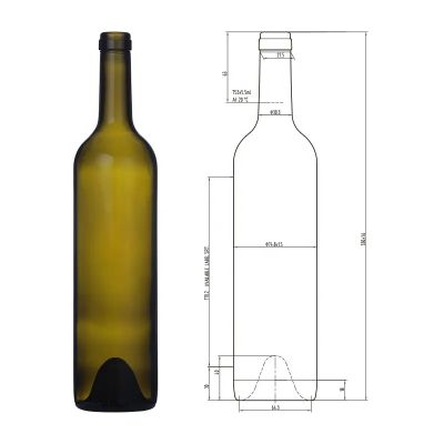 750ml premium antique green cork top bordeaux wine glass bottle