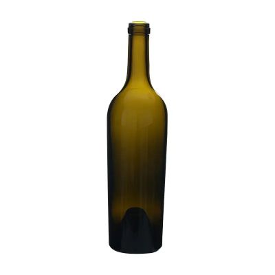 Factory supplier cork finished C-2138A 750ml 1200g antique green red bordeaux bottle