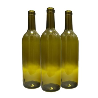 Wholesale Empty 750ml Antique Green Glass Bottles Cork Cap Bordeaux Wine Bottles 75cl