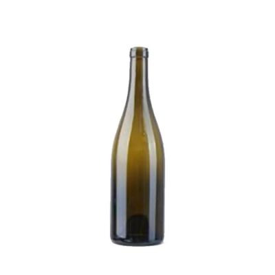 Wholesale Large Capacity 750ml Empty Round Cork Cap Burgundy Glass Wine Bottle