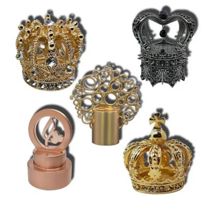 Custom Fea 13Mm 15Mm 16Mm Royal Shiny Color Matte Black Round Gold Zamac Metal Zinc Alloy Ball Octagon Crown Perfume Bottel Cap