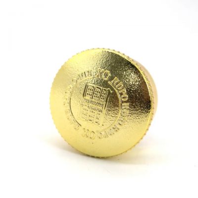 Custom zamac wine bottle lids shiny gold zinc alloy metal perfume logo bottle caps