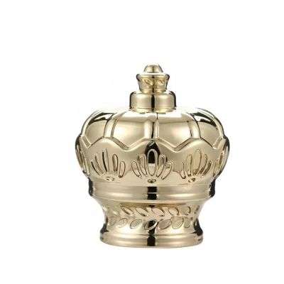 Factory custom logo mideast style gold silver crown shape new zamac lid cover zinc alloy bottle cap for perfume wine candle