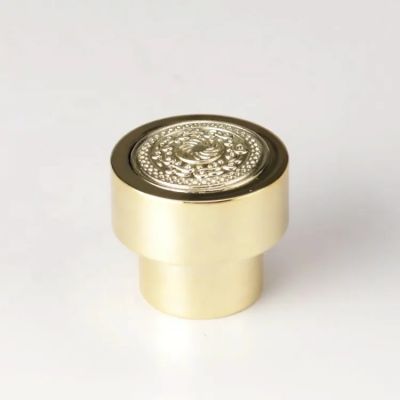 Luxury zamac metal perfume bottle cap with patterned top piece