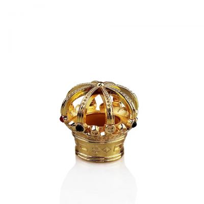 Luxury Saudi arabic antique fancy luxurious zamac metal zinc alloy perfume bottle with crown shaped cap 15fea