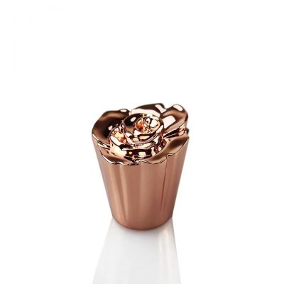 Dubai middle east decorative 15fea flower shape perfume bottle cover lid heavy rose gold parfume bottle lid